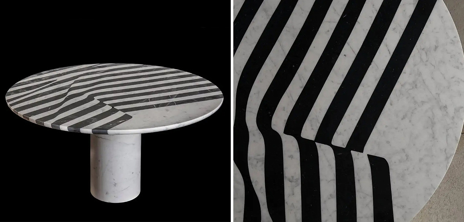 Обеденный стол Safwan Black and White Stripes Dining Table Обеденный стол Safwan Black and White Stripes Dining Table - Loft-Concept в Саратове