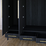 Большой Шкаф Primo Черный дуб с 3 дверьми и 3 выдвижными ящиками варинант исполнения - 7 | Loft Concept в Саратове