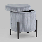 Серо-голубой пуф на черных ножках SANJAY варинант исполнения - 2 | Loft Concept в Саратове