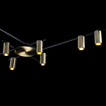 Потолочный светильник с 10-ю цилиндрическими плафонами цвета латунь TRIBES CHANDELIER варинант исполнения - 5 | Loft Concept в Саратове