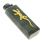 Зажигалка газовая из натурального камня Офиокальцит с декоративной металлической вставкой в виде ящерицы Metal Stone Lighters варинант исполнения - 3 | Loft Concept в Саратове