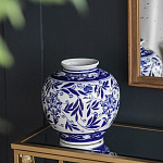 Ваза округлой формы с бело-синим цветочным орнаментом Blue & White Ornament  варинант исполнения - 5 | Loft Concept в Саратове