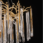 Люстра подвесная золотого цвета с разветвленными ветвями и прозрачными стеклянными подвесками Droplet Chandelier варинант исполнения - 6 | Loft Concept в Саратове