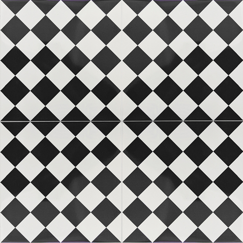 Дизайнерская плитка с узором Шахматка Белый Черный Синий в Саратове | Loft Concept 