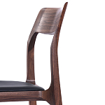 Стул деревянный с мягким сиденьем из черной натуральной кожи Moon Walnut Furniture варинант исполнения - 8 | Loft Concept в Саратове