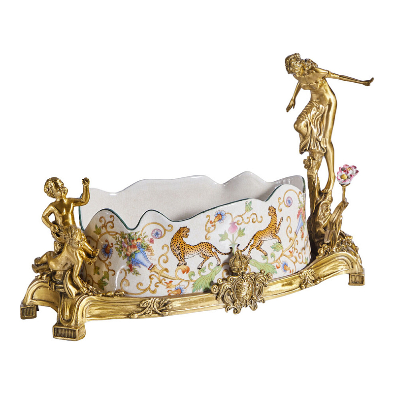 Чаша фарфоровая с ангелами Porcelain Angels of Paradise Мульти Бронза в Саратове | Loft Concept 