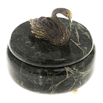 Шкатулка из натурального камня змеевик с фигуркой лебедя Stone Casket варинант исполнения - 2 | Loft Concept в Саратове