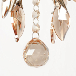 Люстра подвесная круглая с тканевым полупрозрачным абажуром и подвесками 4 лампы Gilded Elegance варинант исполнения - 6 | Loft Concept в Саратове