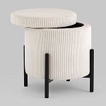 Молочный пуф на черных ножках SANJAY варинант исполнения - 2 | Loft Concept в Саратове