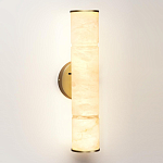 Бра с цилиндрическим плафоном из белого алебастра на круглом основании Латунь Cryptocrystalline Stone варинант исполнения - 1 | Loft Concept в Саратове