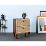 Тумба прикроватная бежевая из массива бука с 2-мя ящиками Wenge Light варинант исполнения - 5 | Loft Concept в Саратове