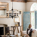 Люстра бронзового цвета с бежевыми абажурами из органзы в классическом стиле Hinkley варинант исполнения - 9 | Loft Concept в Саратове