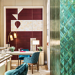 Обои ручная роспись в стиле Арт-деко Assemblage Original colourway on red silk dupion варинант исполнения - 3 | Loft Concept в Саратове