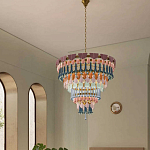 Люстра круглая с декором из разноцветных элементов в виде листьев Changing Seasons варинант исполнения - 6 | Loft Concept в Саратове