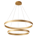 Люстра подвесная светодиодная с двумя золотистыми кольцами Диаметр 80 см Ring Horizontal варинант исполнения - 1 | Loft Concept в Саратове