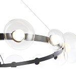 Люстра подвесная круглая с 12-ю прозрачными куполообразными плафонами и черным металлическим основанием Flos Wireline Lighting варинант исполнения - 5 | Loft Concept в Саратове