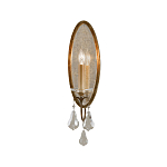 Бра с овальным зеркальным основанием с лампой в виде свечи и хрустальными подвесками Feiss варинант исполнения - 1 | Loft Concept в Саратове