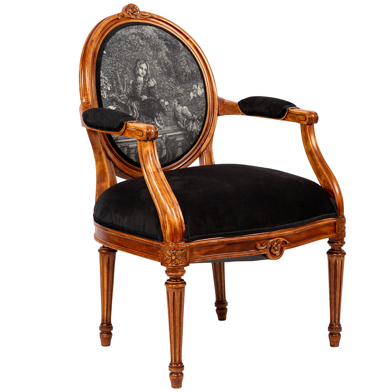 Кресло Marimon Armchair Left Черно-белый Коричневый в Саратове | Loft Concept 