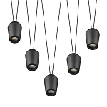 Подвесной светильник черными плафонами на длинных пересекающихся тросах Construction варинант исполнения - 3 | Loft Concept в Саратове