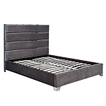 Кровать двуспальная серая с высоким мягким изголовьем Heart of the Bedroom варинант исполнения - 1 | Loft Concept в Саратове