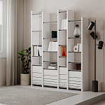 Стеллаж прямой ассиметричный с полками и 4-мя дверцами ARYA BOOKCASE WHITE варинант исполнения - 5 | Loft Concept в Саратове
