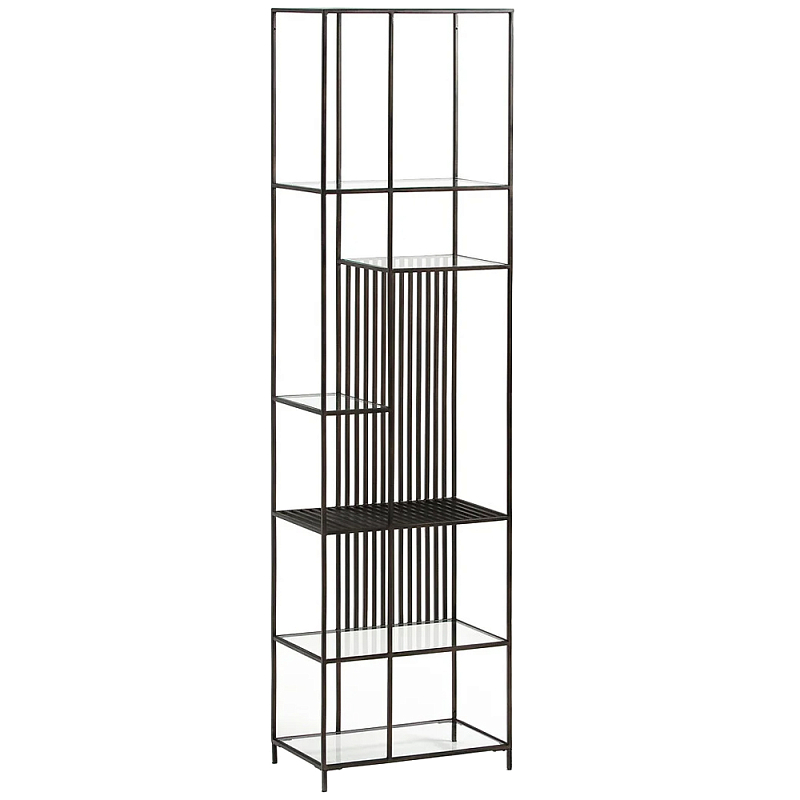 Стеллаж из металла и стекла Menzie Black Stripes Metal Rack Черный Прозрачное Стекло Стеллаж из металла и стекла Menzie Black Stripes Metal Rack Черный Прозрачное Стекло в Саратове | Loft Concept