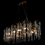 Люстра подвесная прямоугольная с бронзовыми акцентами и прозрачными стеклянными каплями Droplet Chandelier варинант исполнения - 4 | Loft Concept в Саратове