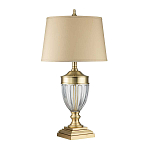 Настольная лампа со тканевым абажуром и прозрачным ребристым стеклянным основанием Quoizel варинант исполнения - 5 | Loft Concept в Саратове