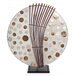 Настольная лампа из перламутра и дерева на подставке Indonesian Round Shell варинант исполнения - 2 | Loft Concept в Саратове