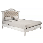 Кровать белая из массива бука с основанием и мягким изголовьем в стиле прованс White Provence варинант исполнения - 1 | Loft Concept в Саратове