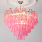 Элитная Люстра Textured Glass Pink Chandelier Ярко Розовое стекло варинант исполнения - 1 | Loft Concept в Саратове
