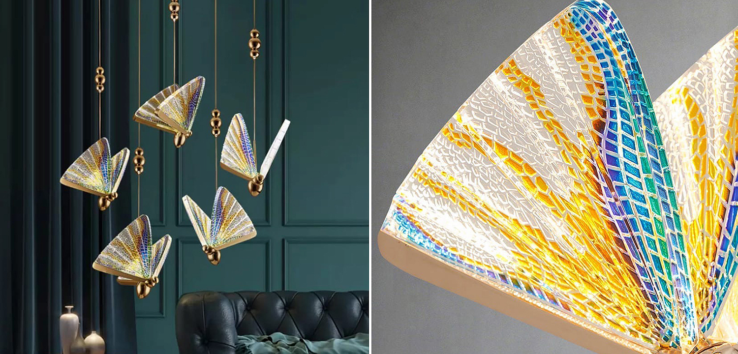 Butterfly Pendant Lamp Colored glass J Butterfly Pendant Lamp Colored glass J - Loft-Concept в Саратове