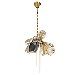 Люстра подвесная со стеклянными плафонами из дымчатого и золотистого с тремя вертикальными подвесками Gilded Mirage  варинант исполнения - 5 | Loft Concept в Саратове