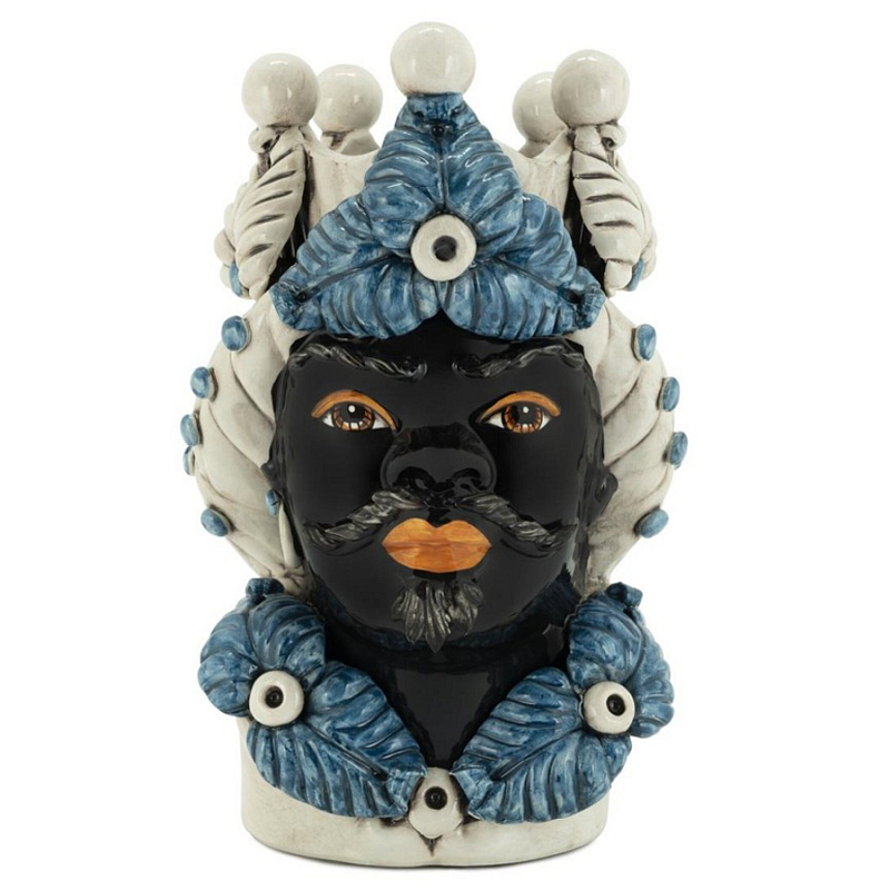 Ваза Vase Moro Man Eve Blue Черный Бежевый Голубой Ваза Vase Moro Man Eve Blue Черный Бежевый Голубой в Саратове | Loft Concept