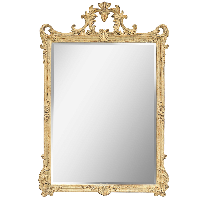 Зеркало настенное в раме бежевого цвета с эффектом старины Classic Ornament Mirror Бежевый Зеркало в Саратове | Loft Concept 