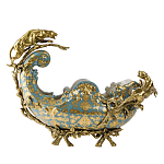 Чаша голубого цвета с оранментом и и бронзовыми фигурами леопардов Eden Garden варинант исполнения - 1 | Loft Concept в Саратове