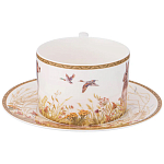 Чайная пара из фарфора с изображением собаки и зайцев 300 мл Hunting Porcelain Collection 2 варинант исполнения - 2 | Loft Concept в Саратове