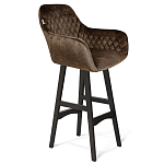 Барный стул со спинкой и подлокотниками на 4-х черных ножках Douglas Rhombus Коричневый Велюр варинант исполнения - 1 | Loft Concept в Саратове