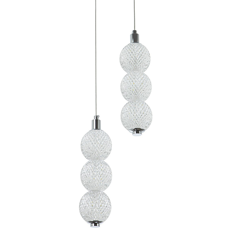 Подвесной светодиодный светильник с 2-мя плафонами Crystal Globule Hanging Lamp Chrome Прозрачный Хром Подвесной светодиодный светильник с 2-мя плафонами Crystal Globule Hanging Lamp Chrome Прозрачный Хром в Саратове | Loft Concept