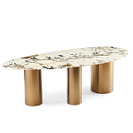 Обеденный стол с асимметричной столешницей на 3-х массивных золотых ножках Commonwealth Table варинант исполнения - 1 | Loft Concept в Саратове