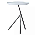 Столик приставной с круглой серой столешницей и черным основанием Round Stable Table варинант исполнения - 1 | Loft Concept в Саратове