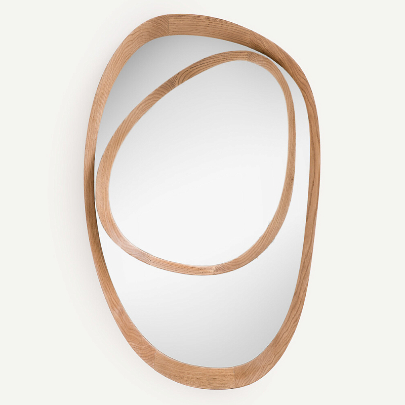 Ассиметричное зеркало в дубовой раме Infinity Symbol Светлый дуб в Саратове | Loft Concept 
