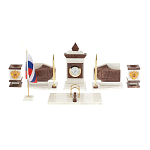 Настольный письменный набор из мрамора и лемезита с гербом и флагом России Marble Accessory варинант исполнения - 1 | Loft Concept в Саратове