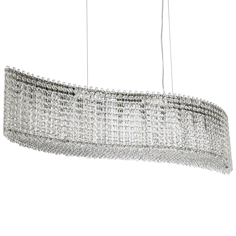 Линейная люстра изогнутой формы с хрустальными подвесками Crystal Art Chrome Linear Chandelier Прозрачный Хром Линейная люстра изогнутой формы с хрустальными подвесками Crystal Art Chrome Linear Chandelier Прозрачный Хром в Саратове | Loft Concept