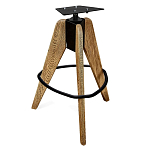 Барный стул со спинкой и металлической подставкой на 3-х деревянных ножках Горчичный Велюр Vendramin Chair варинант исполнения - 4 | Loft Concept в Саратове