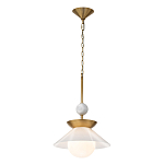 Подвесной светильник латунного цвета с конусовидным белым плафоном Quintiesse варинант исполнения - 3 | Loft Concept в Саратове