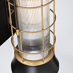 Настенный фонарь цилиндрической формы с рифленым стеклом в золотом каркасе на черном прямоугольном основании Eurofase варинант исполнения - 3 | Loft Concept в Саратове