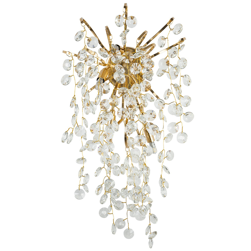 Бра с хрустальными подвесками на металлических ветках Fairytree Light Gold Wall Lamp Золотой Прозрачный Бра с хрустальными подвесками на металлических ветках Fairytree Light Gold Wall Lamp Золотой Прозрачный в Саратове | Loft Concept