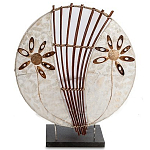 Настольная лампа из перламутра и дерева на подставке Indonesian Shell Flower варинант исполнения - 1 | Loft Concept в Саратове