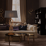 Настольная лампа на ажурном чугунном основании с серым абажуром Openwork Lamp варинант исполнения - 5 | Loft Concept в Саратове